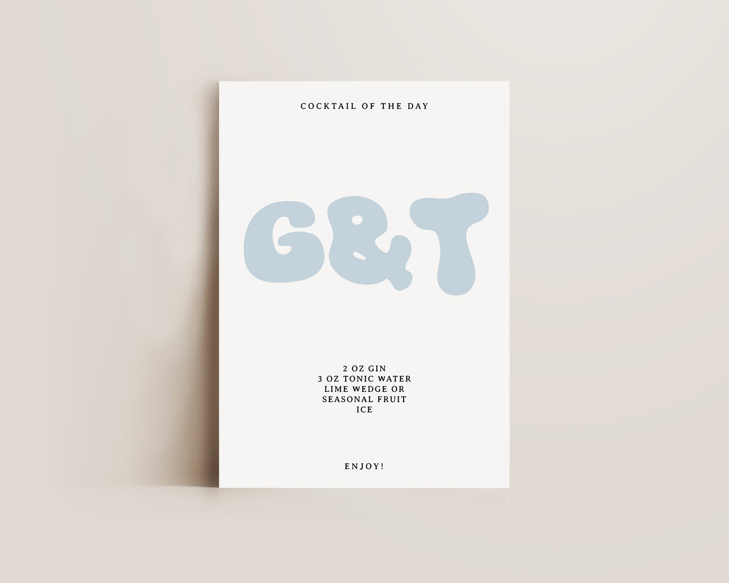 Gin & Tonic Recipe Print
