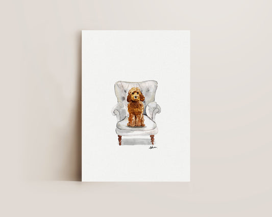 Golden Cockapoo in Chair Print