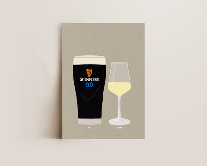 Guinness Zero & White Wine Print