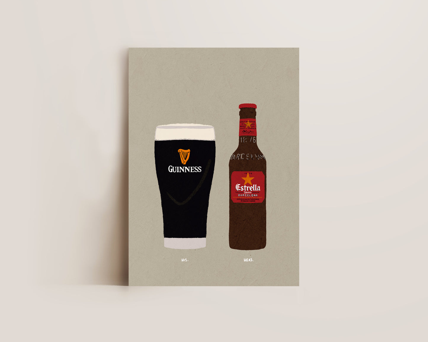 Guinness & Estrella Bottle Print