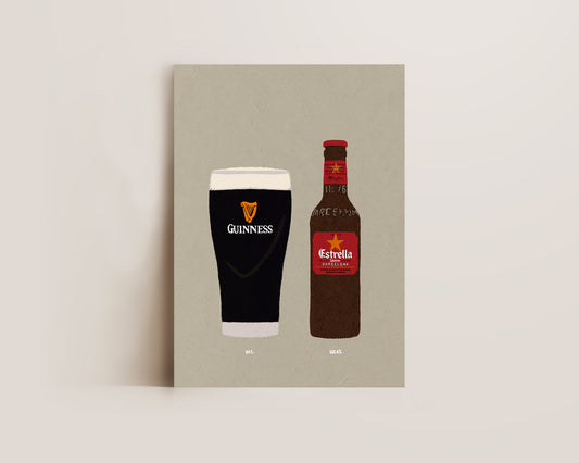 Guinness & Estrella Bottle Print
