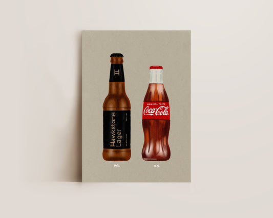 Hawkstone Lager & Coke Bottle Print