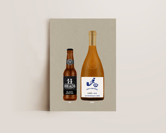 Heads Japanese Black Lager & Babylonstoren Chardonnay Print