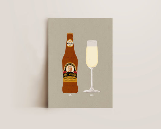 Henry Westons & Prosecco Glass Print