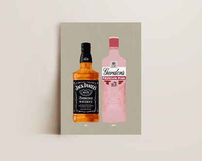 Jack Daniel's & Gordon's Pink Gin Print