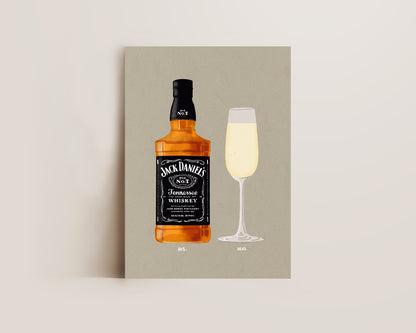 Jack Daniel's & Prosecco Glass Print