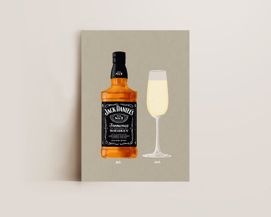Jack Daniel's & Prosecco Glass Print