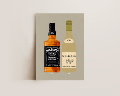 Jack Daniel's & White Chicken Wine Print