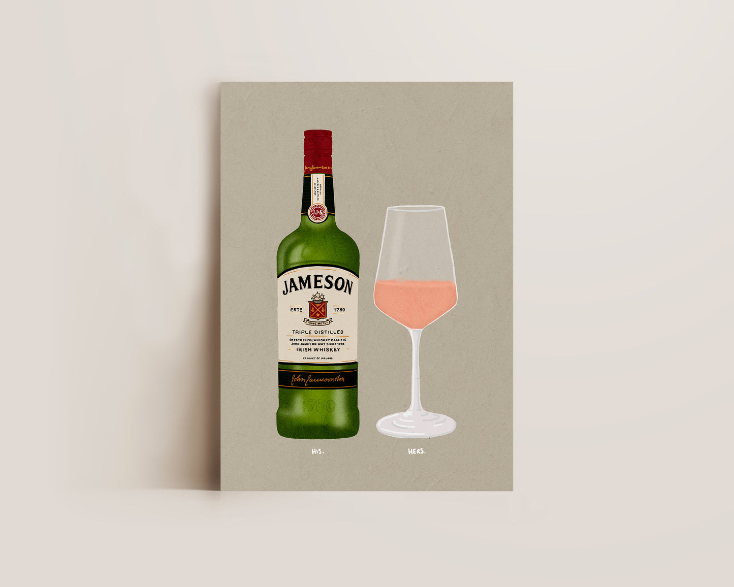 Jameson Whisky & Rose Print