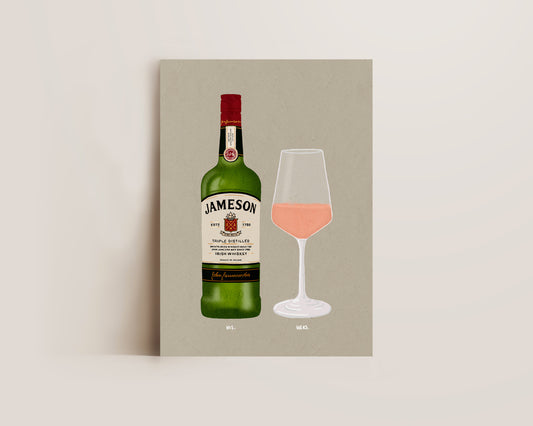 Jameson Whisky & Rose Print