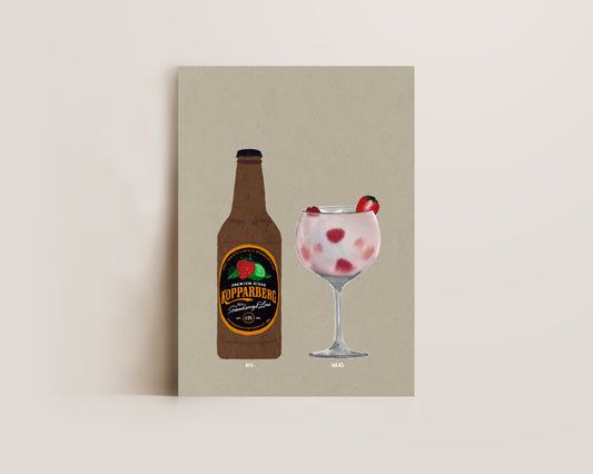 Strawberry Lime Kopparberg & Pink Gin And Tonic Print