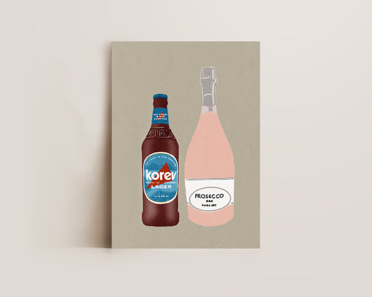 Korev Beer & Pink Prosecco Print