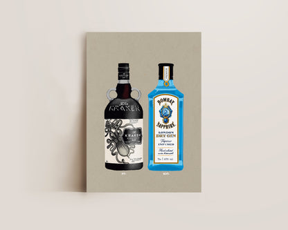 Kraken & Bombay Sapphire Print