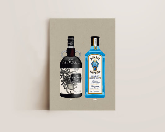 Kraken & Bombay Sapphire Print