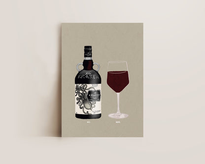 Kraken & Red Wine Print