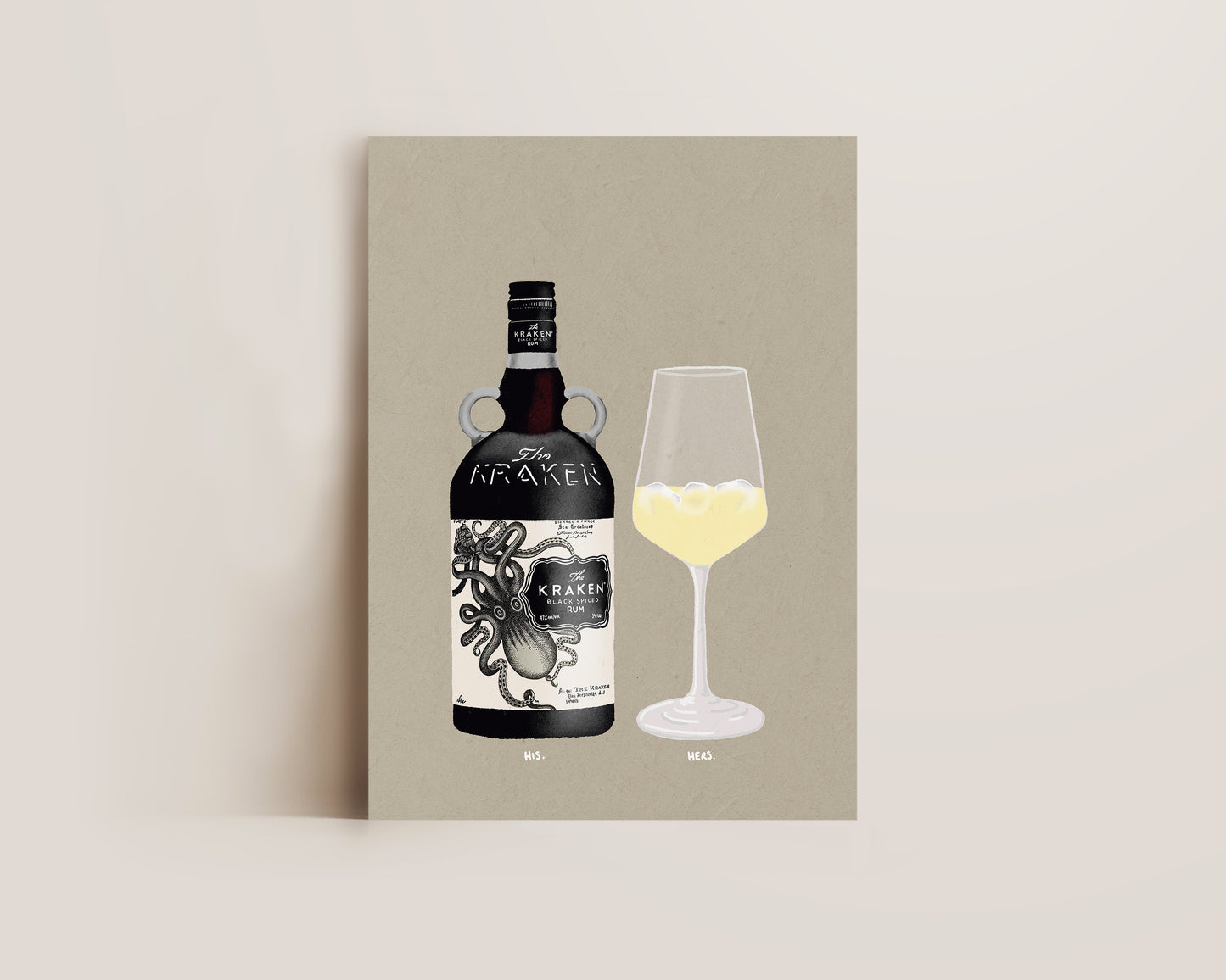 Kraken & White Wine Print