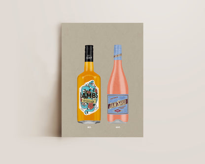 Lambs Spiced Rum & Jam Shed Rose Print