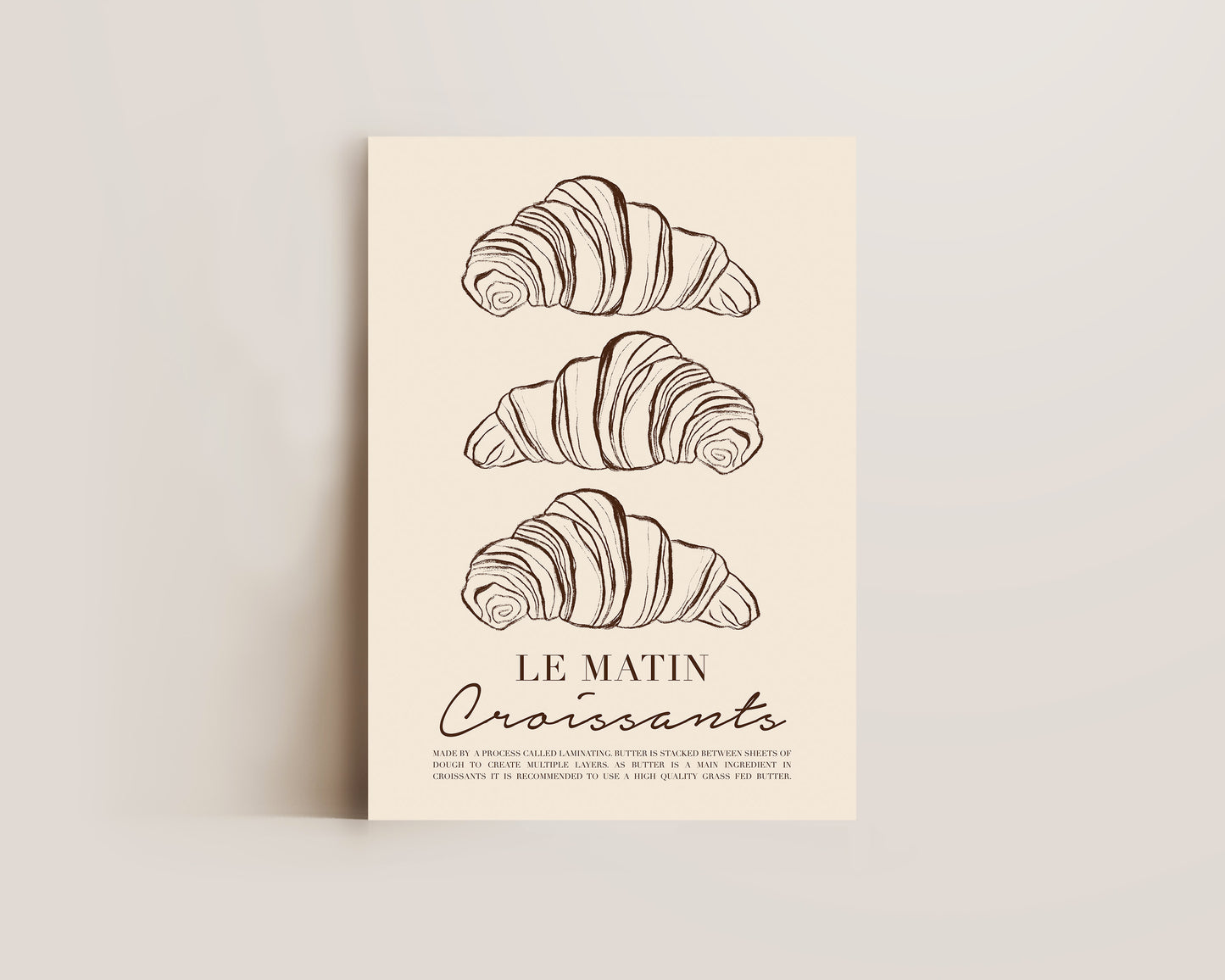 Le Matin Croissant Print In Brown