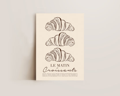 Le Matin Croissant Print In Brown