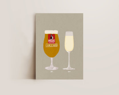 Madri & Prosecco Glass Print