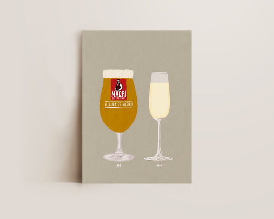 Madri & Prosecco Glass Print