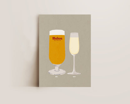Mahou & Prosecco Glass Print