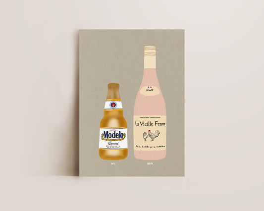 Modelo & Chicken Wine Print