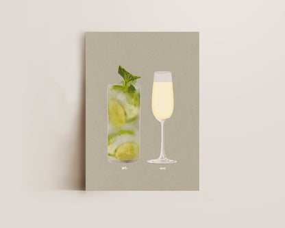 Mojito & Prosecco Glass Print