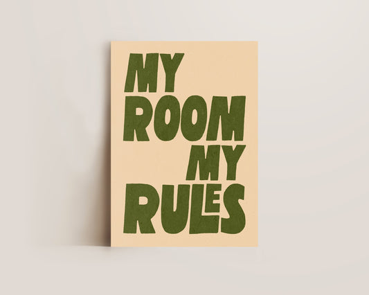 My Room My Rules Green Print