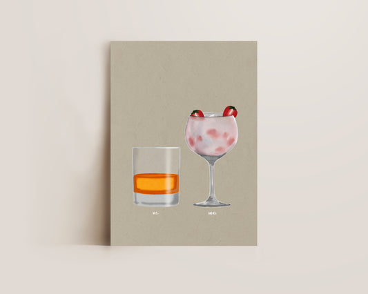 Whisky & Pink Gin Print