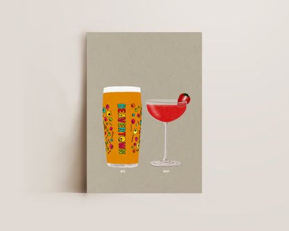 Neck Oil & Strawberry Daiquiri Print