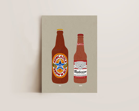 Newcastle Brown Ale & Budweiser Print