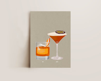 Old Fashioned & Pornstar Martini Print