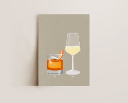 Old Fashioned & White Wine Spritzer Print