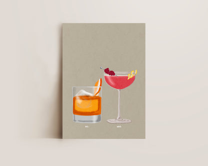 Old Fashioned & French Martini Print