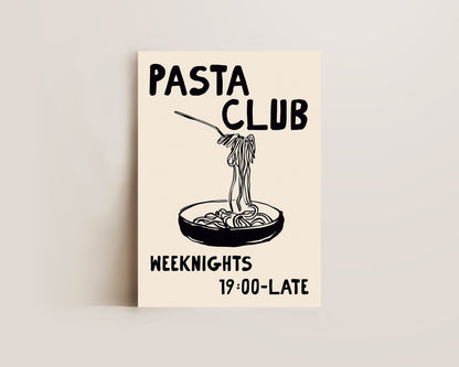 Pasta Club Black Wall Art Print