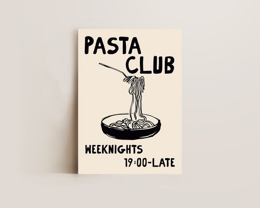 Pasta Club Black Wall Art Print