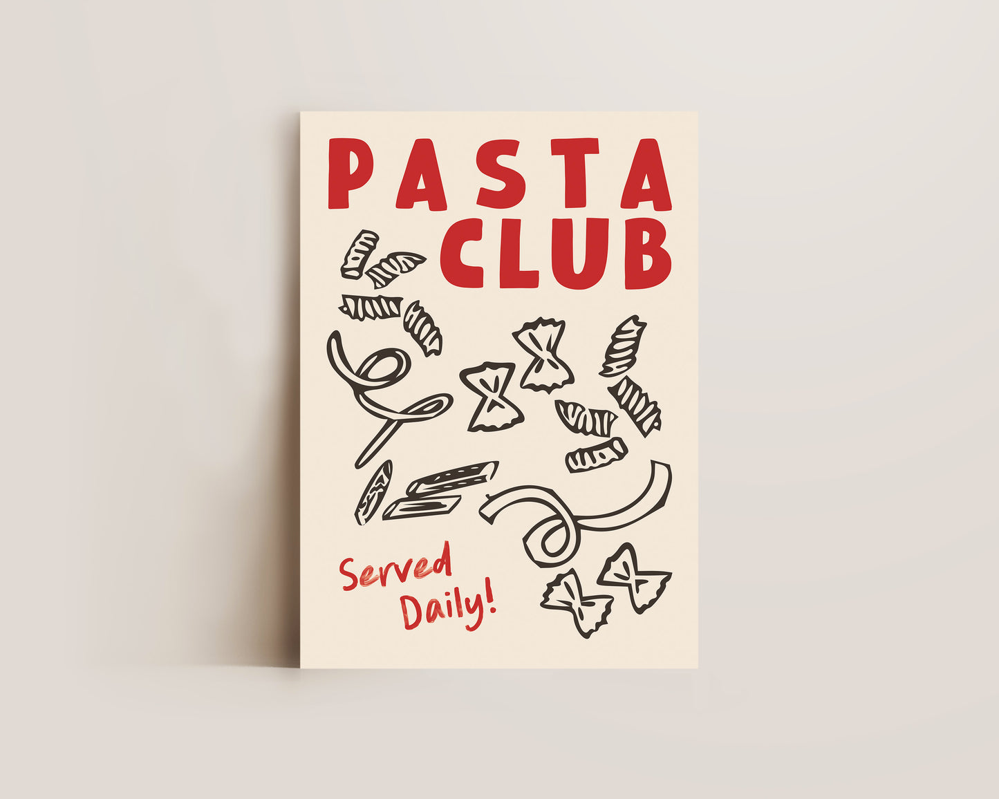 Pasta Club Shapes In Red Print