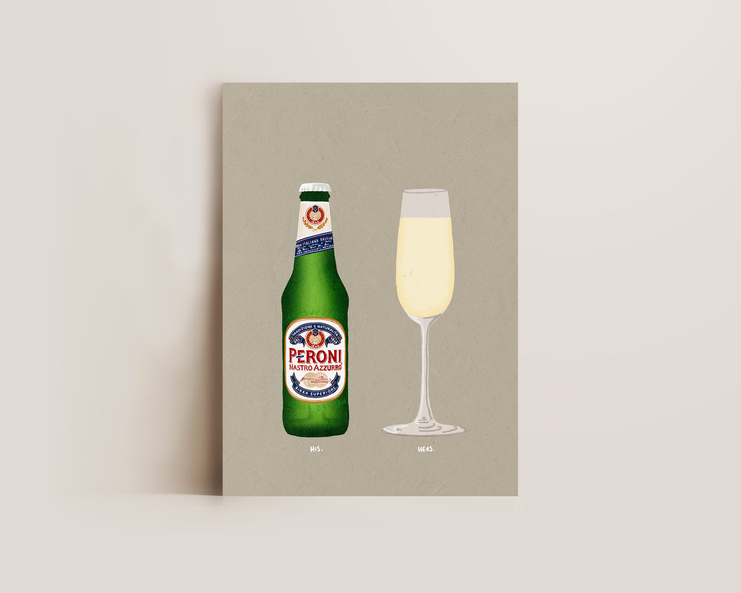 Peroni Bottle & Champagne Print