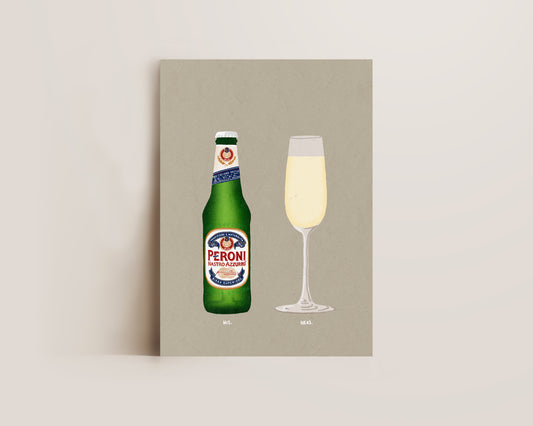 Peroni Bottle & Champagne Print