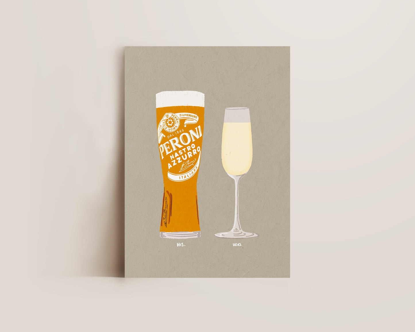 Peroni & Prosecco Glass Print