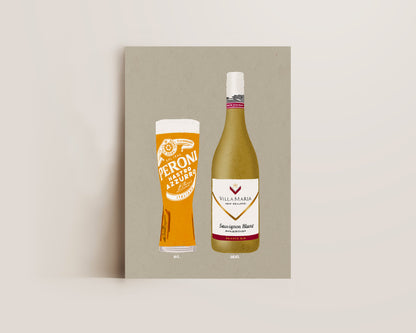 Peroni & Villa Maria Sauvignon Print