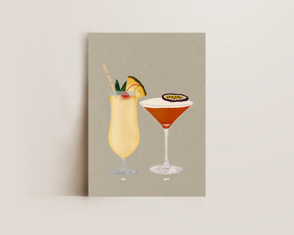 Pina Colada & Pornstar Martini Print