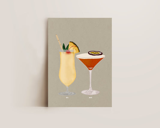 Pina Colada & Pornstar Martini Print