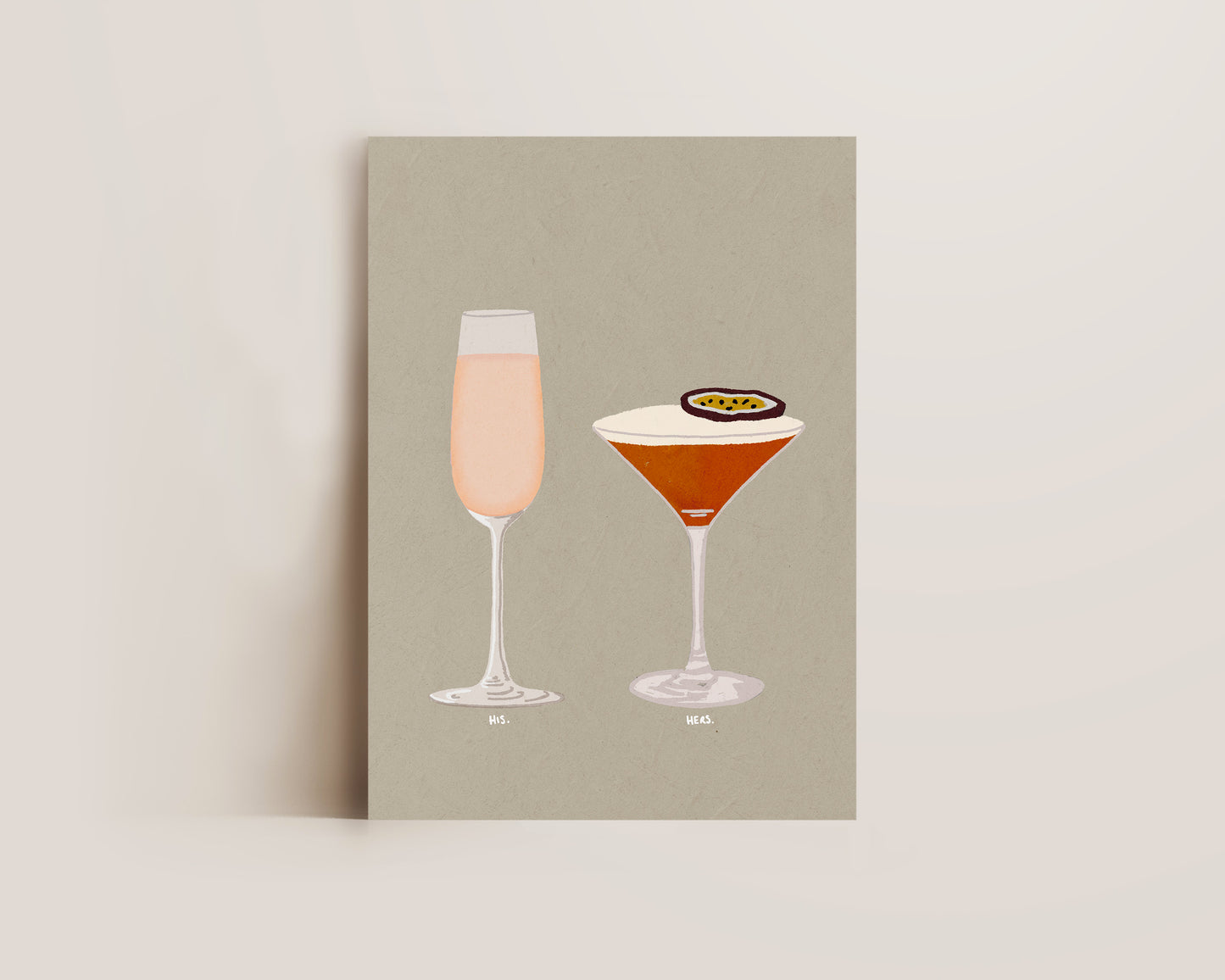 Pink Prosecco Glass & Pornstar Martini Print
