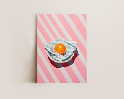 Pink Striped Egg Wall Art Print