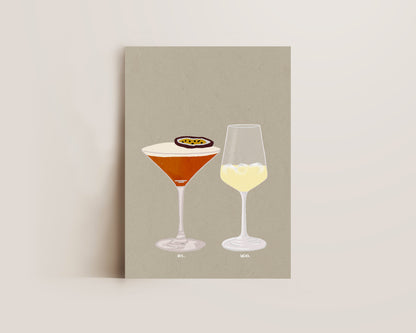 Pornstar Martini & White Wine Print