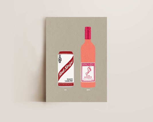 Red Stripe & Pink Moscato Print