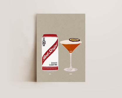 Red Stripe & Pornstar Martini Print