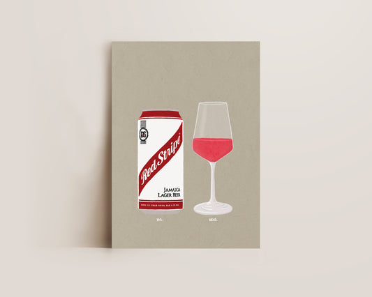Red Stripe & Rose Print